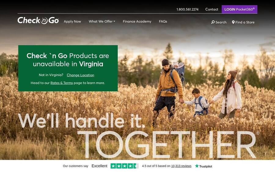 Screenshot of the Check `n Go website