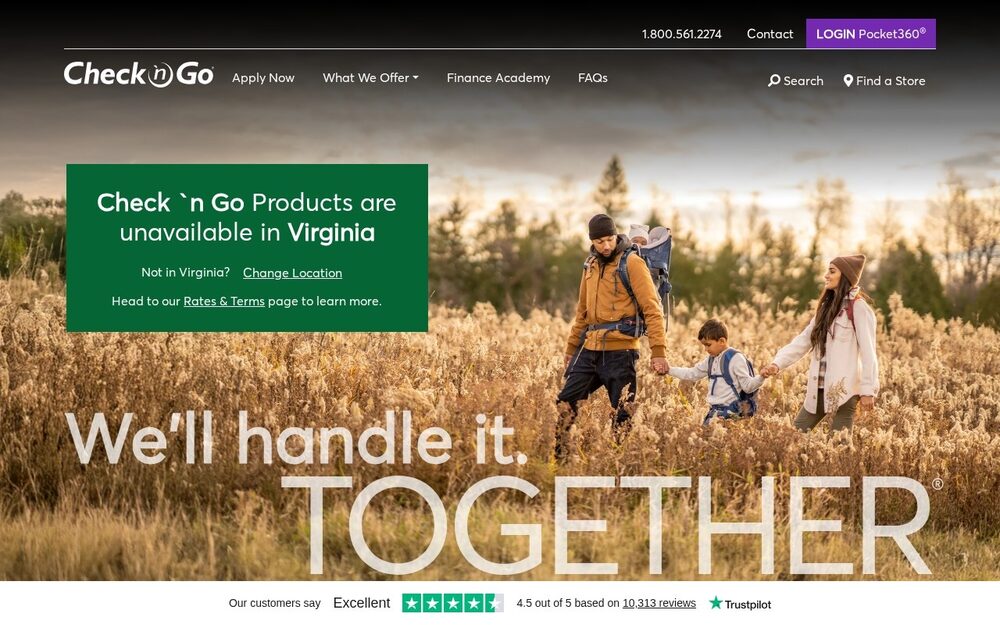 Screenshot of the Check `n Go website
