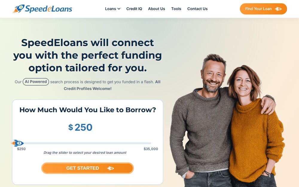 Screenshot of the Speedeloans website